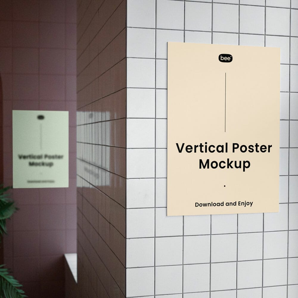 Free Hanging Double Poster Mockup PSD