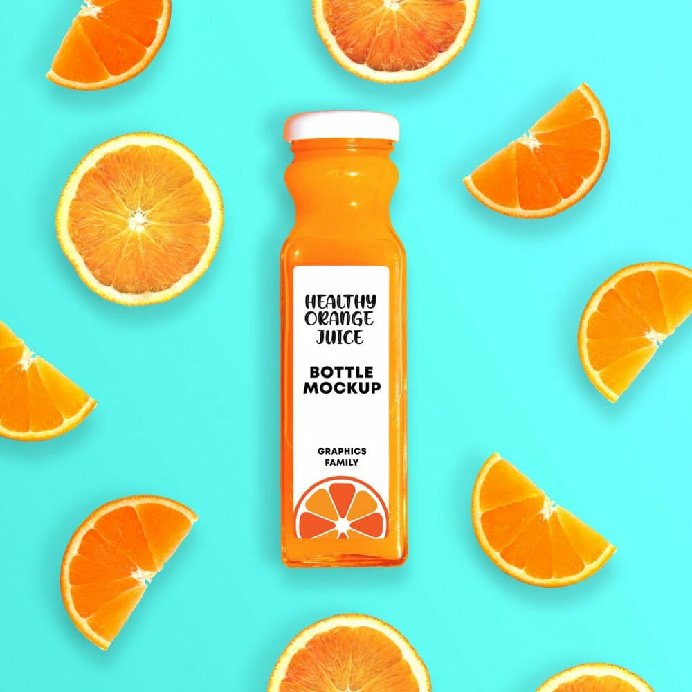 Free orange juice bottle mockup - Smarty Mockups