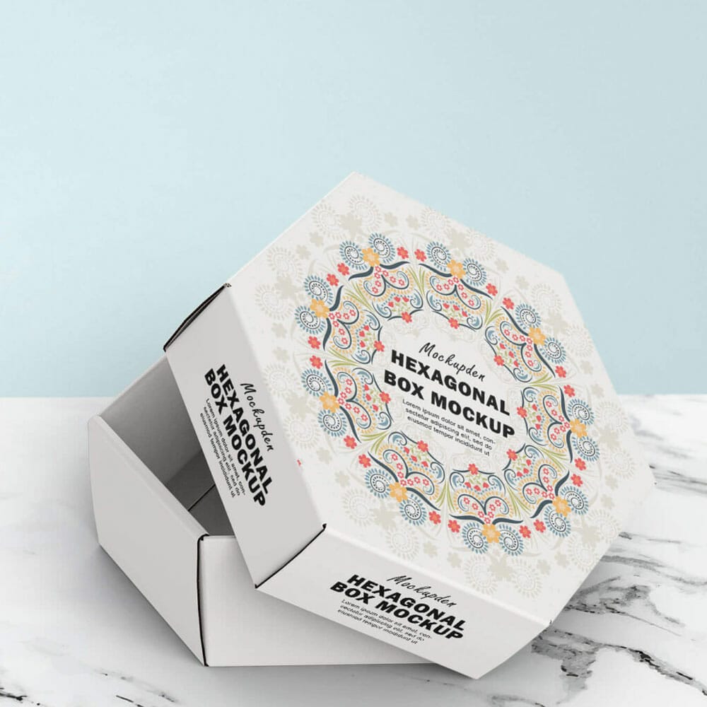 Free Hexagonal Box Mockup PSD Template