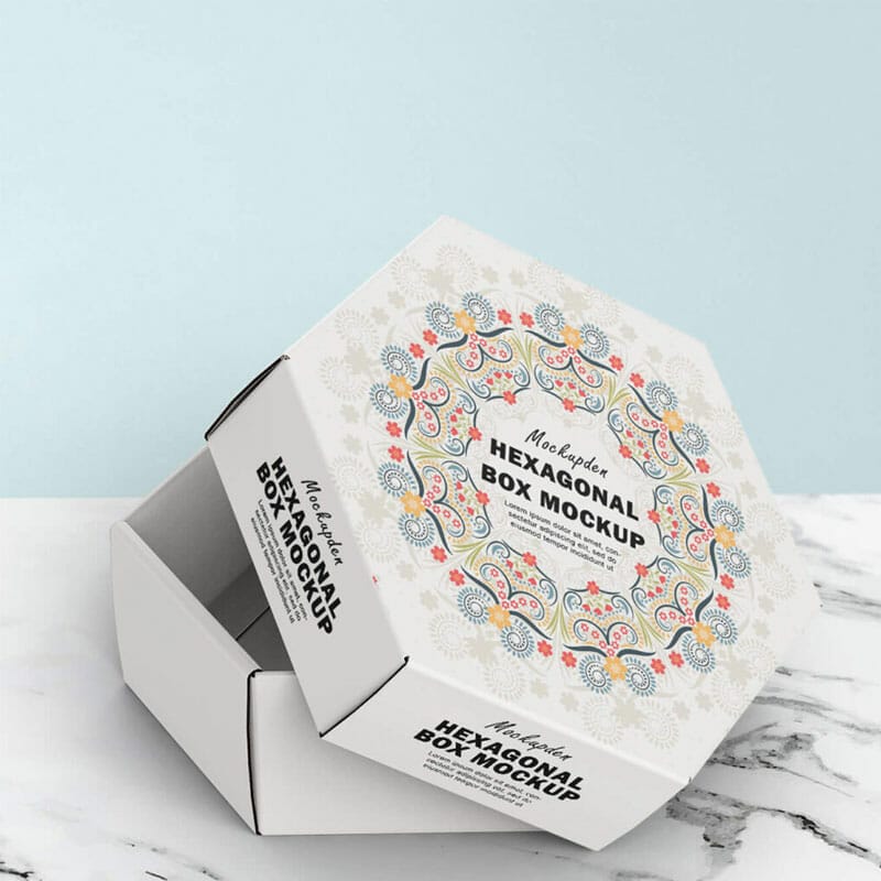 Free Hexagonal Box Mockup PSD Template