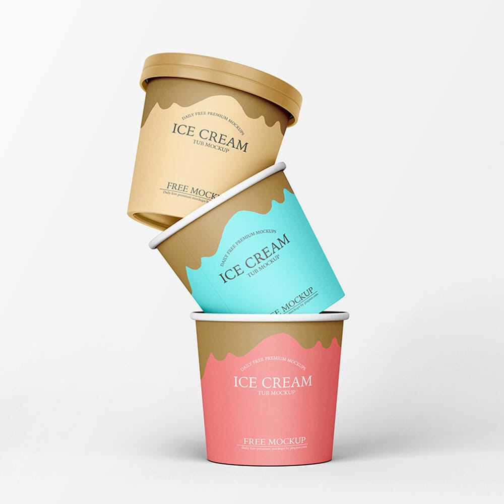 Free Ice Cream Paper Tub Mockup PSD