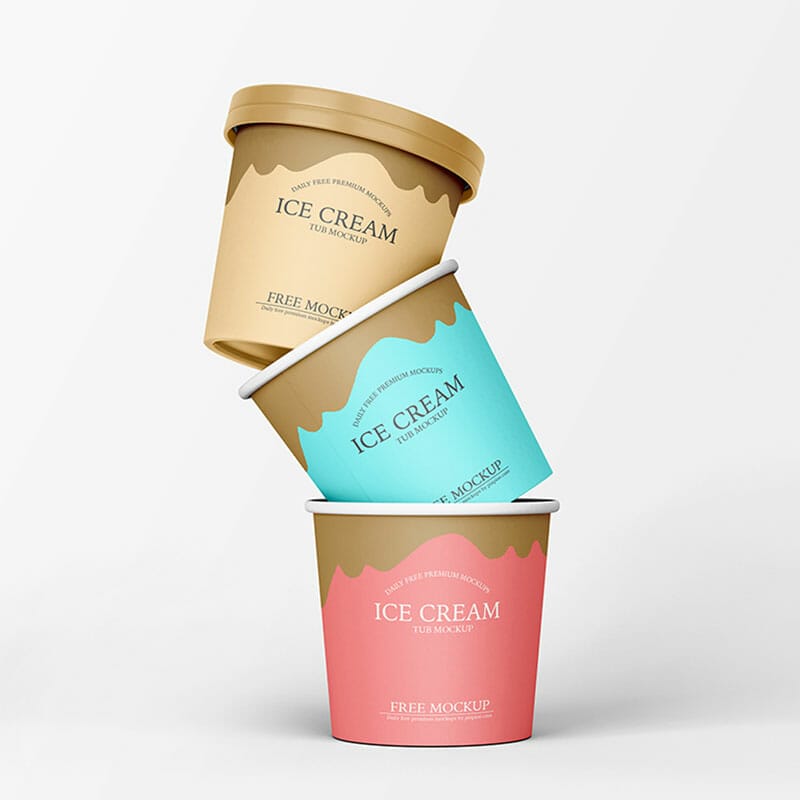 Free Ice Cream Paper Tub Mockup PSD