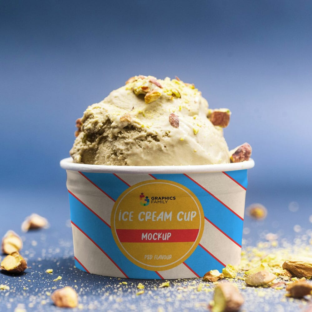 Free Ice cream Cup Design Mockup PSD
