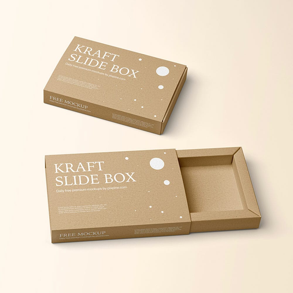 Free Kraft Paper Slide Box Mockup
