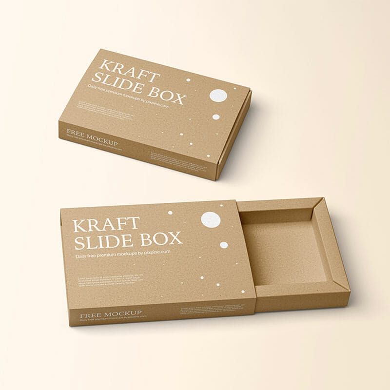 Free Kraft Paper Slide Box Mockup