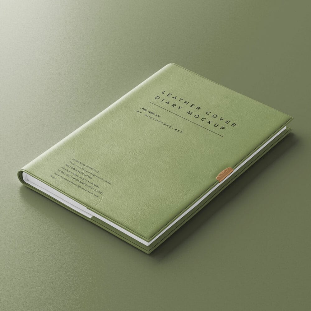 Free Leather Cover Diary Mockup PSD