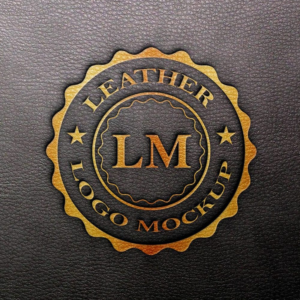 Free Leather Foil Stamp Logo Mockup PSD