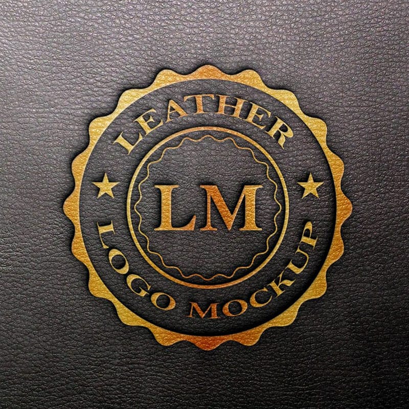 Free Leather Foil Stamp Logo Mockup PSD
