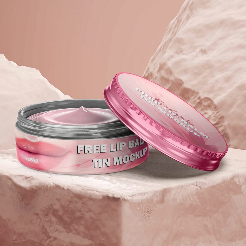 Free Lip Balm Tin Mockup PSD Template