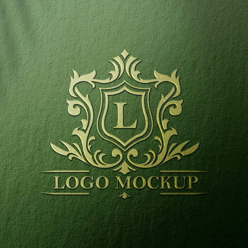 Free Logo Mockup Textured Luxury Gold PSD