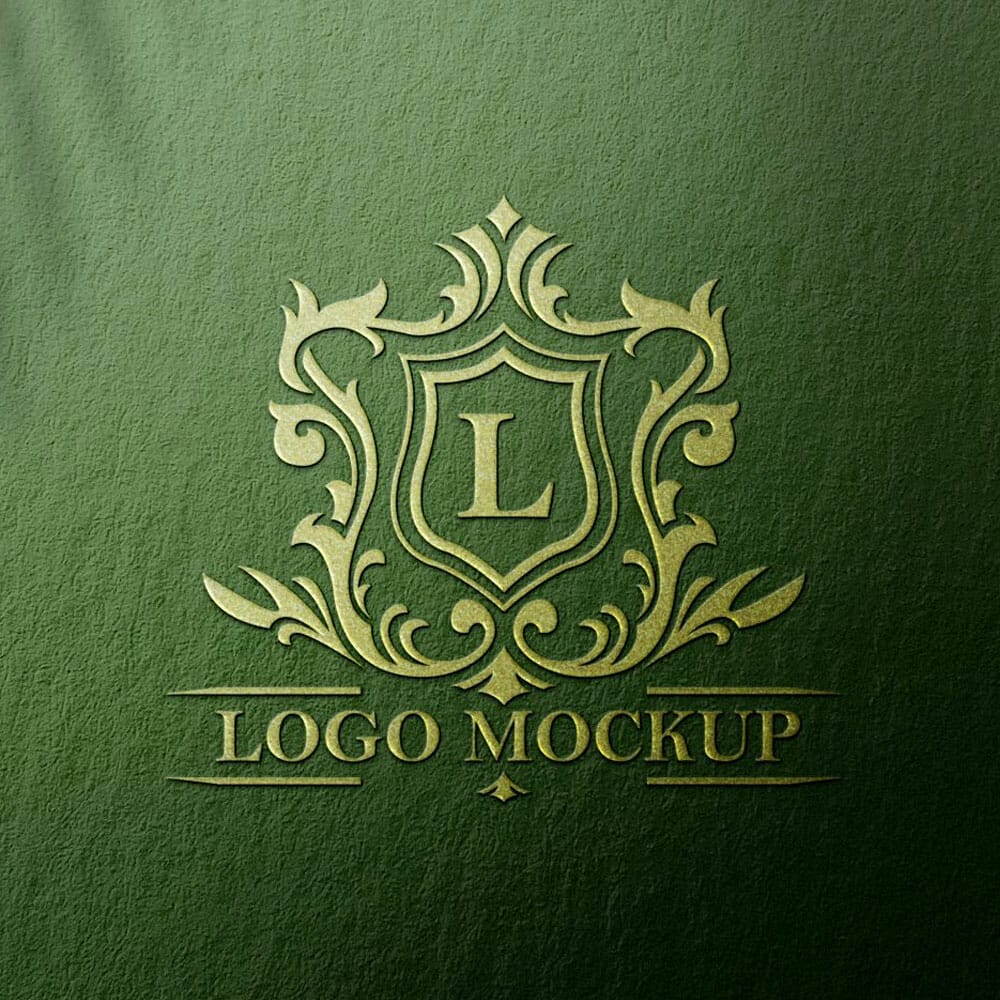 Free Logo Mockup Textured Luxury Gold PSD