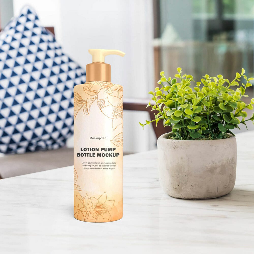 Free Lotion Pump Bottle Mockup PSD Template