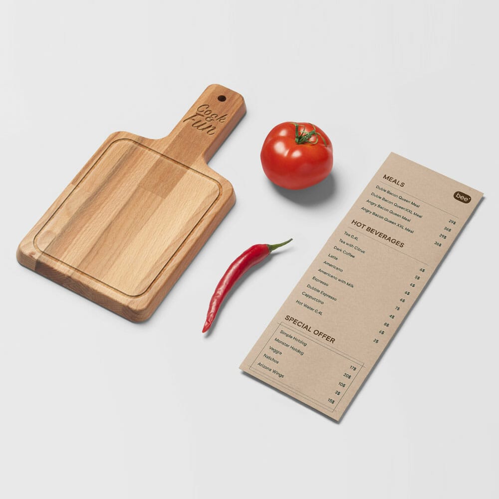 Free Menu With Desk Mockup PSD