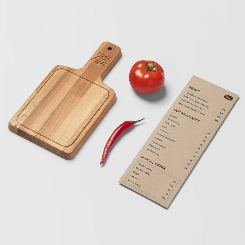 Free Menu With Desk Mockup PSD