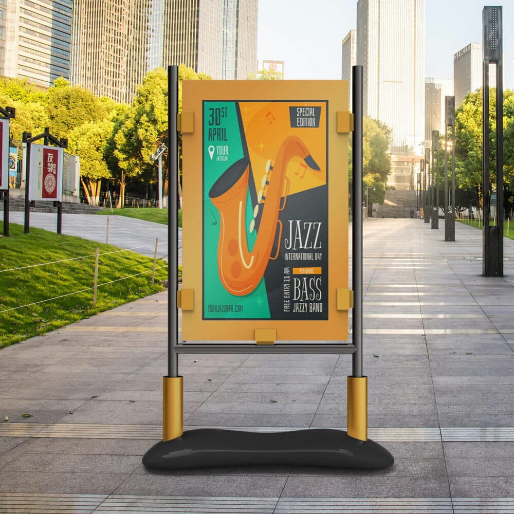 Free Metal Frame Poster Mockup PSD