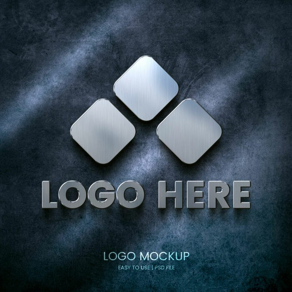 Free Metallic Logo PSD Mockup Template