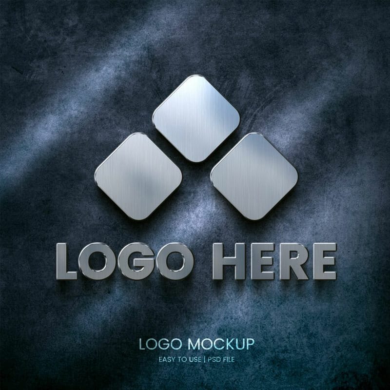 Free Metallic Logo PSD Mockup Template