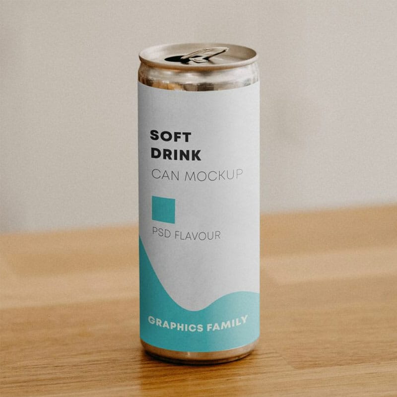 Free Minimal Soft Drink Design Mockup PSD