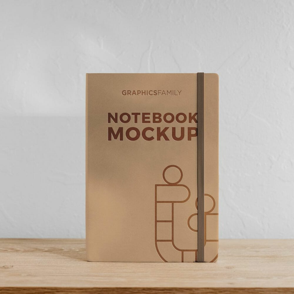Free Notebook Embossed Effect Cover Mockup PSD