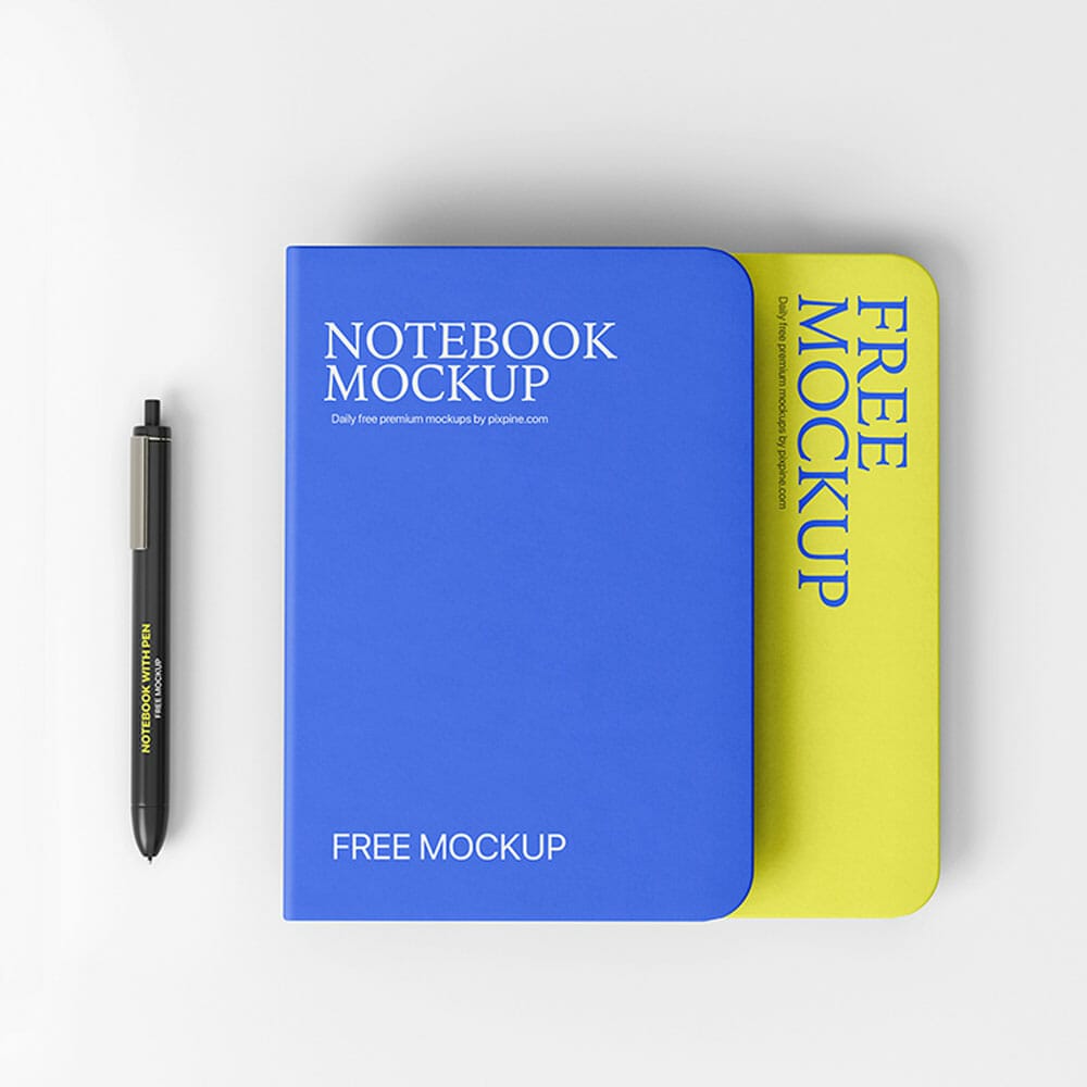 Free Notebook With Pen Mockup PSD