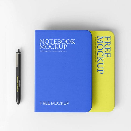 Free Notebook With Pen Mockup PSD