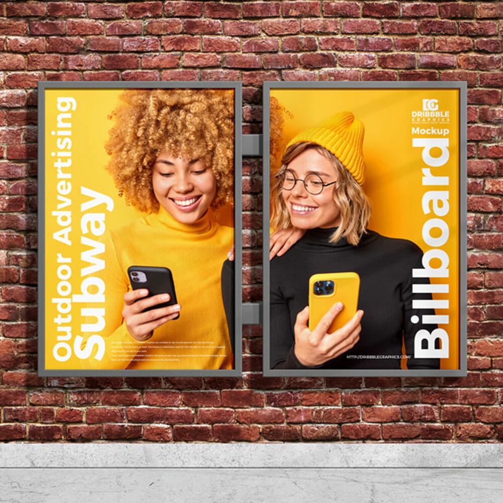 Free Outdoor Advertising Subway Billboard Mockup