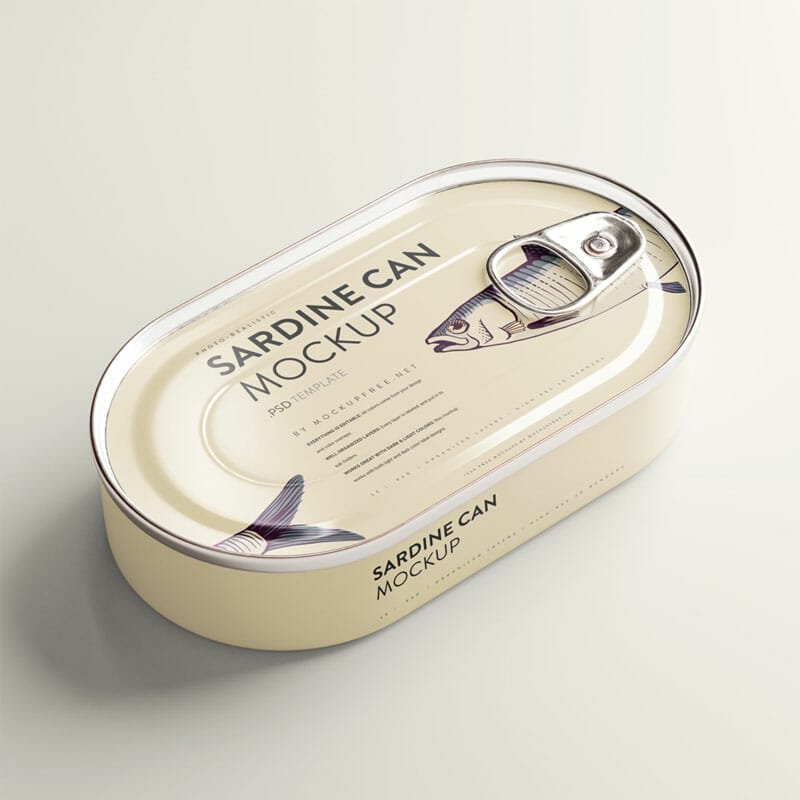 Free Oval Shaped Tuna Can Mockup PSD