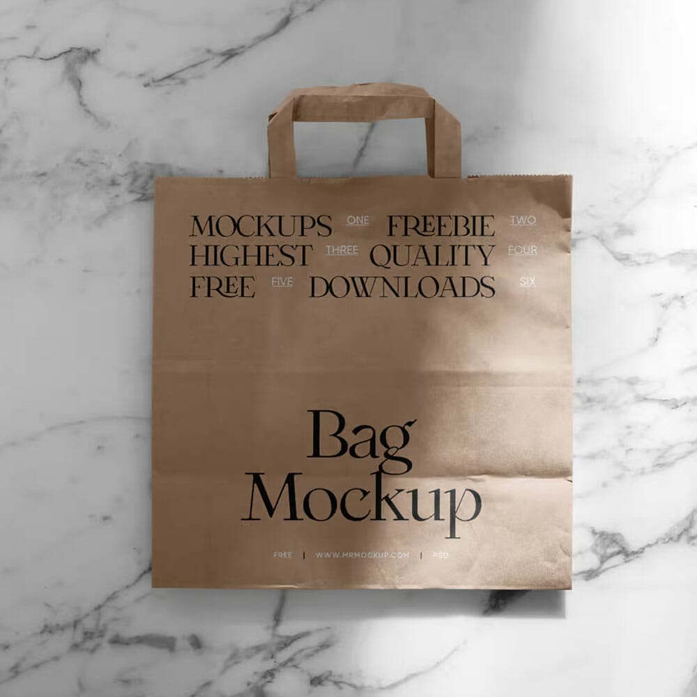 Free Paper Shopping Bag PSD Mockup PSD
