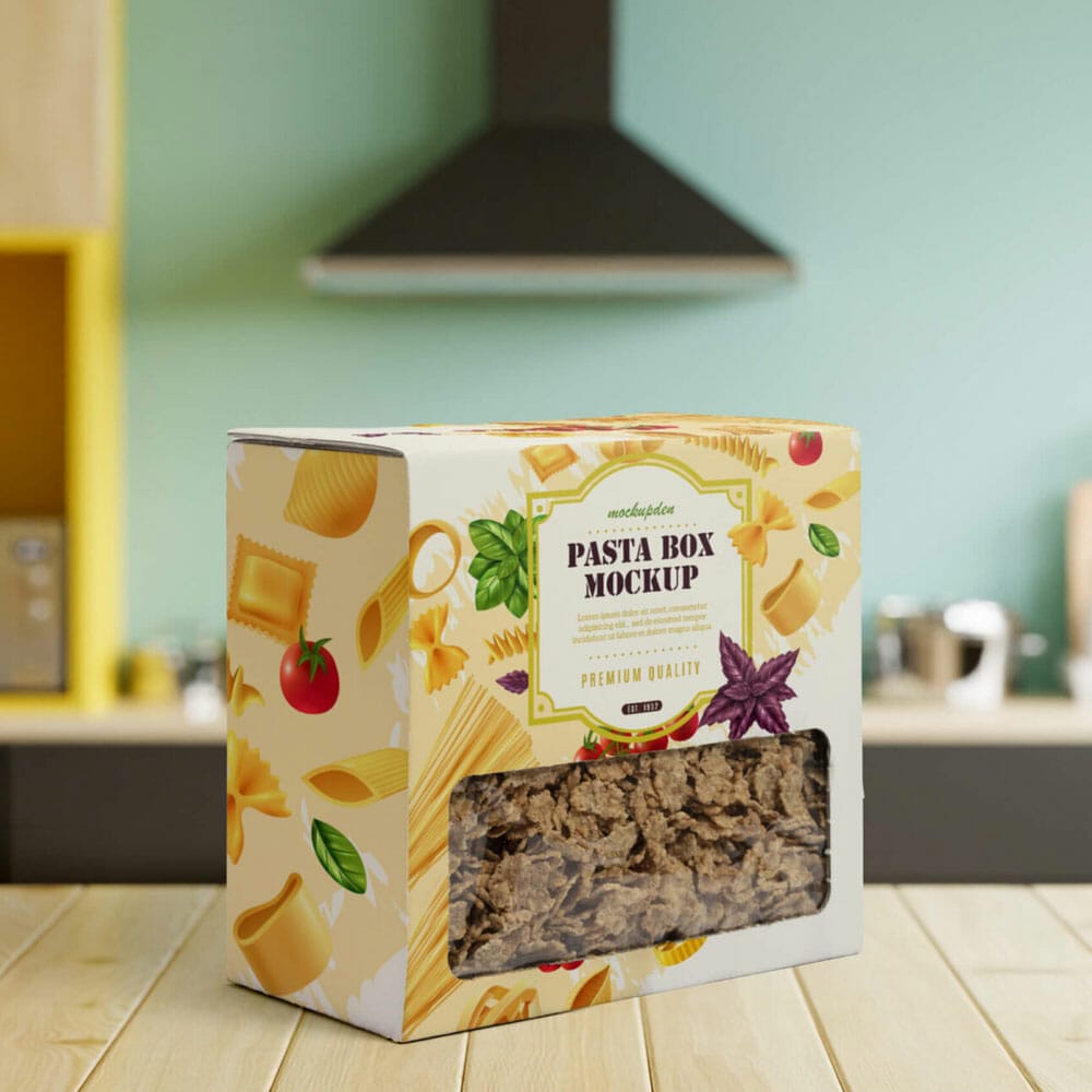 Free Pasta Box Mockup PSD Template