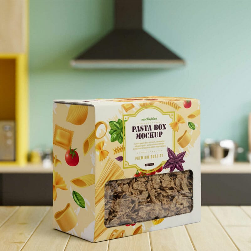 Free Pasta Box Mockup PSD Template