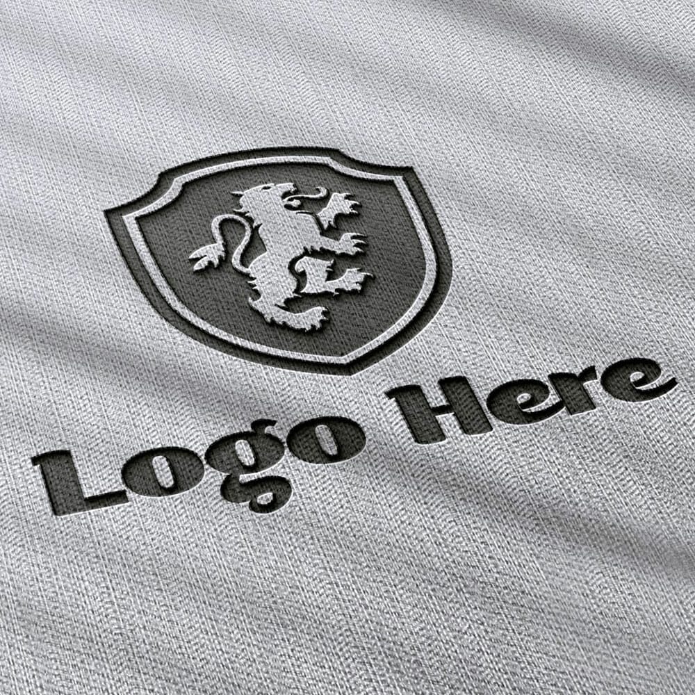 Free Photo Realistic Laser Cut Cotton Logo Mockup With Gray Background PSD