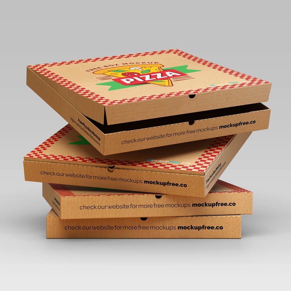 Free Pizza Box Mockup In PSD