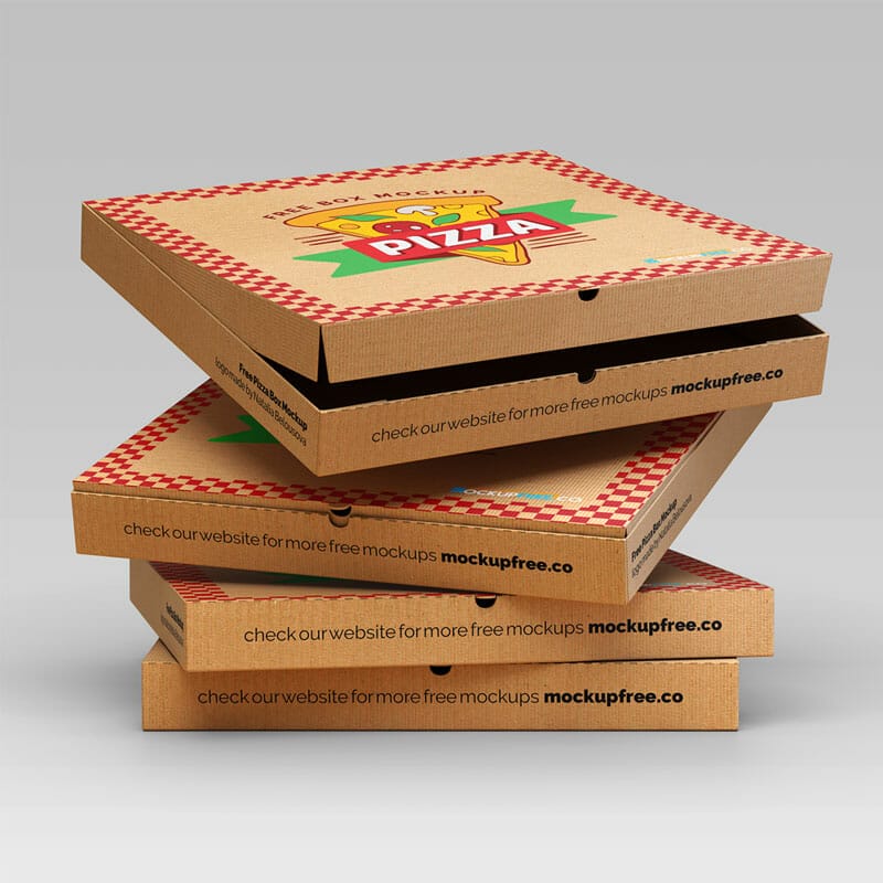 Free Pizza Box Mockup In PSD