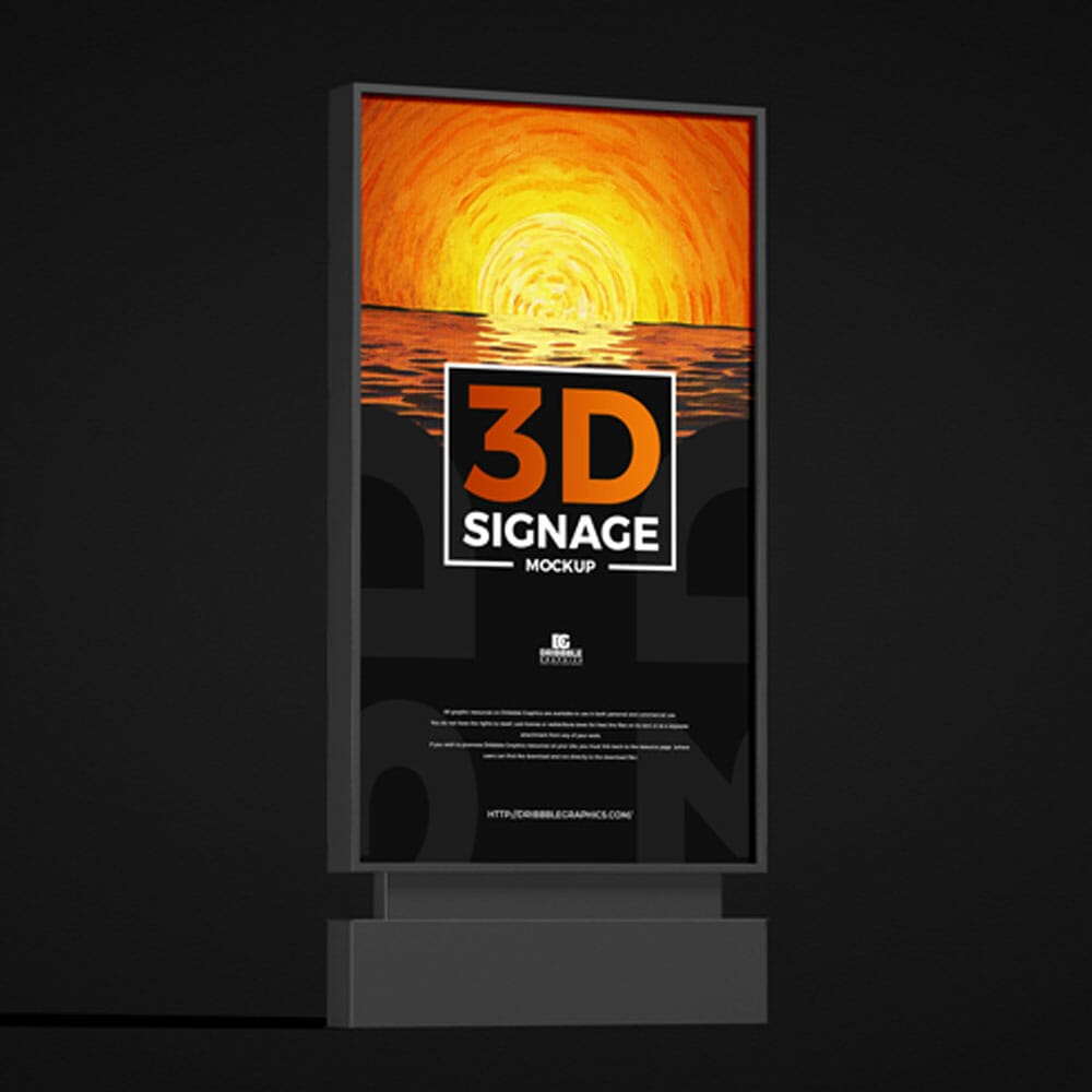 Free Premium 3D Signage Mockup PSD