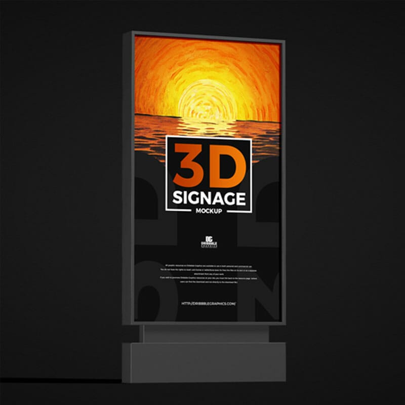 Free Premium 3D Signage Mockup PSD