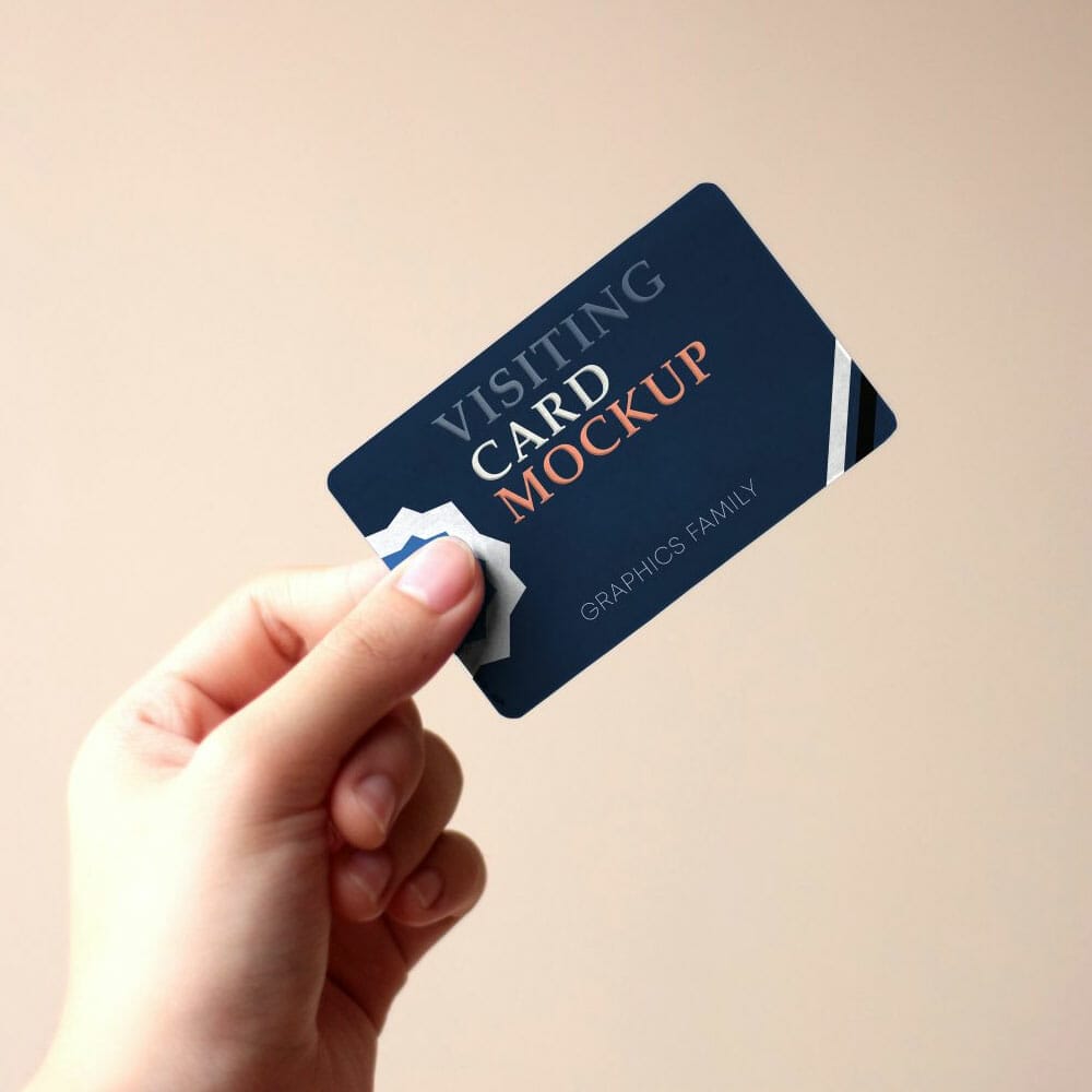 Free Premium Business Card In Hand Mockup PSD