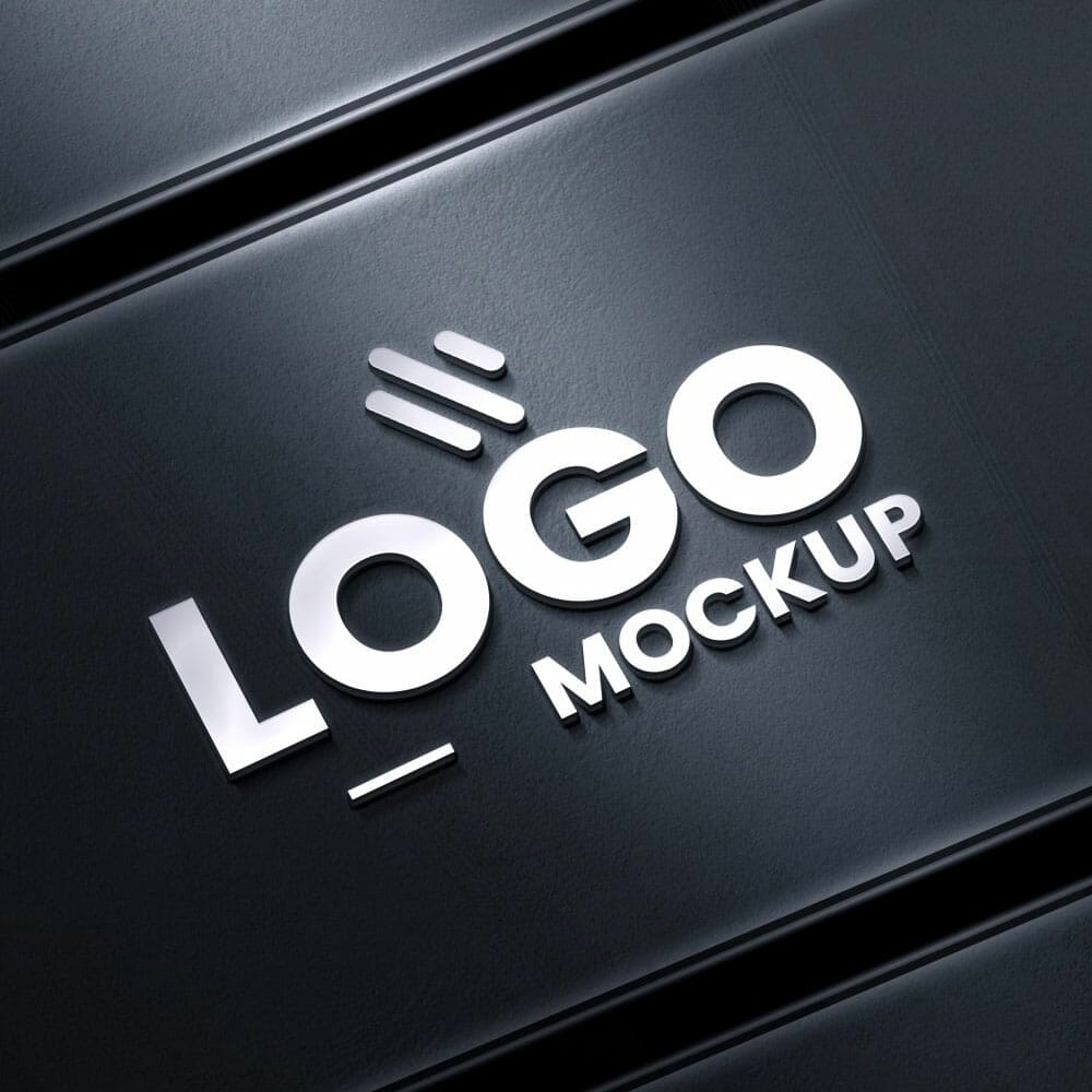 Free Realistic 3D Tech Logo Mockup PSD