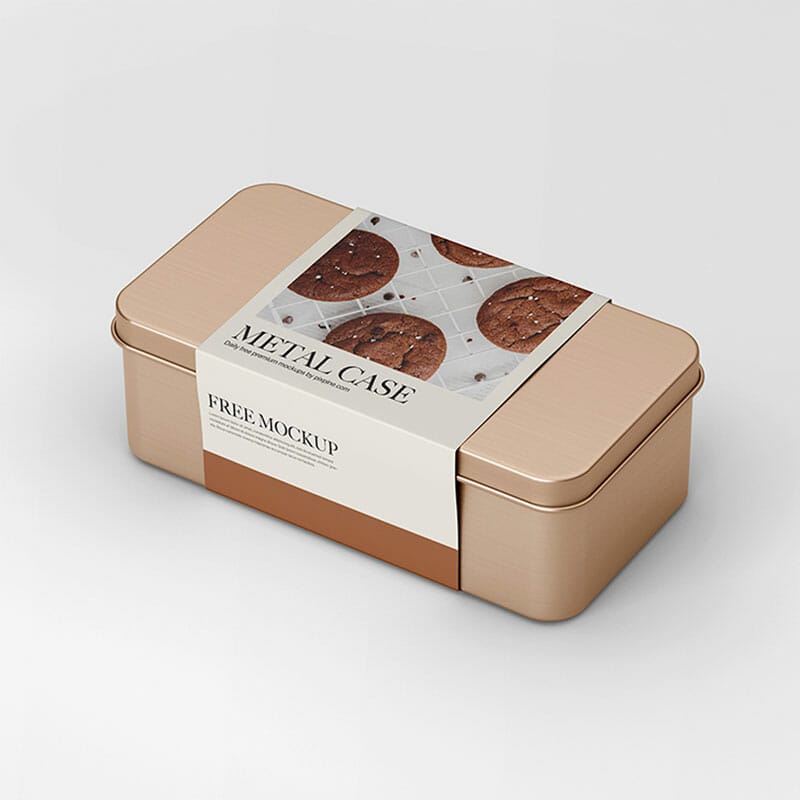 Free Rectangular Metal Case Mockup PSD