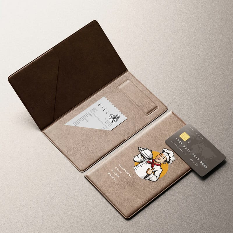 Free Restaurant Check Folder Mockup PSD