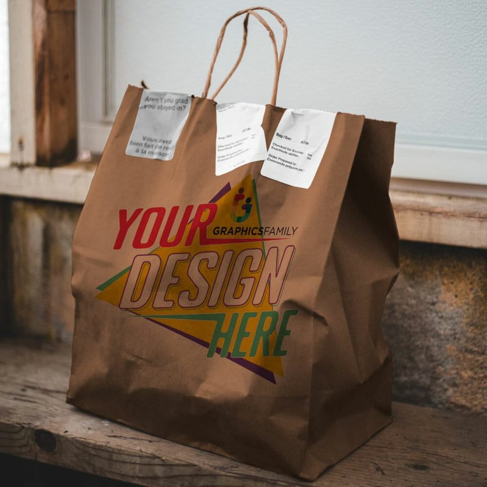 Free Restaurant Delivery Eco Bag Design Mockup PSD