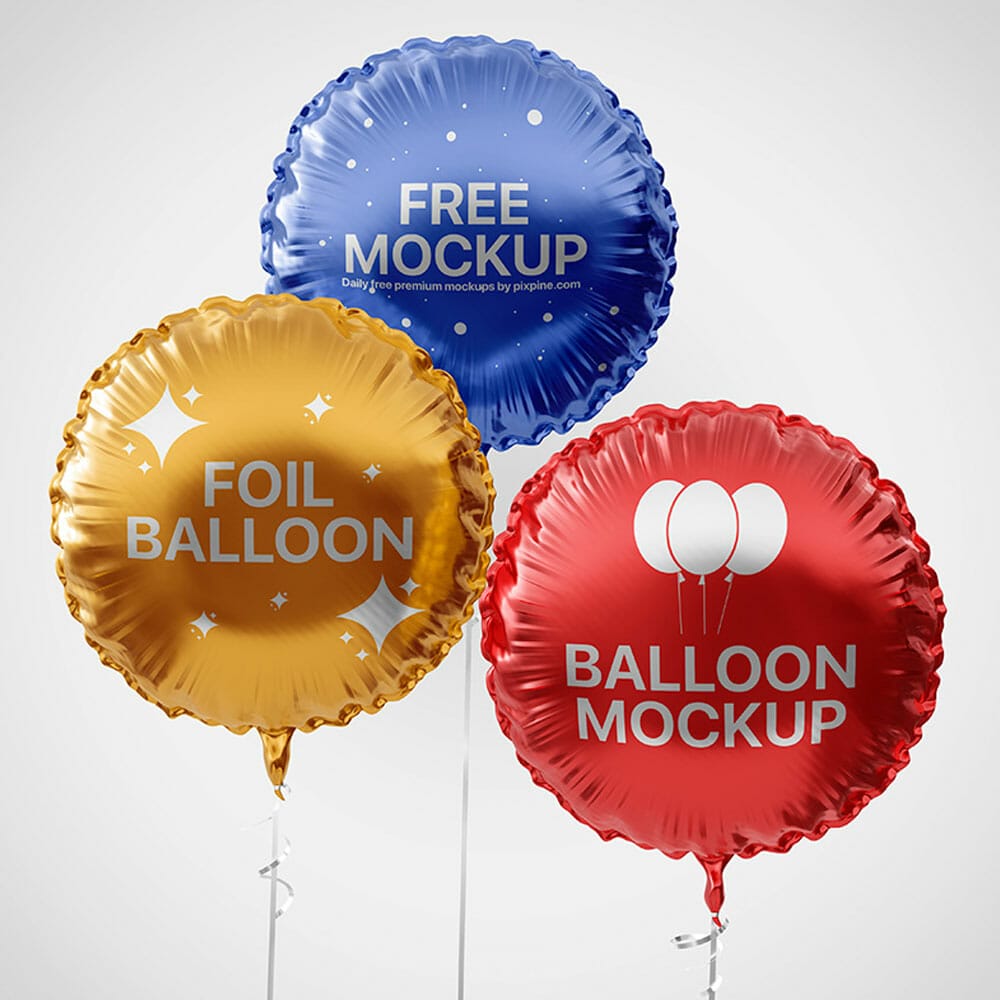 Free Round Foil Balloon Mockup PSD