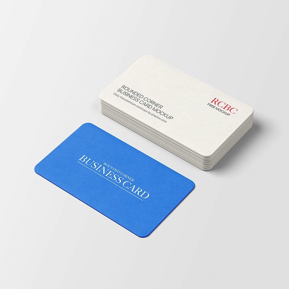 Free Rounded Corner Business Card Mockup PSD