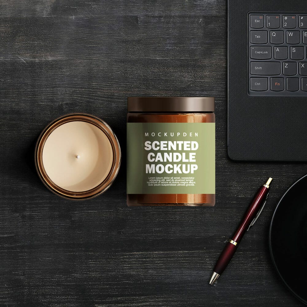 Free Scented Candle Mockup PSD Template