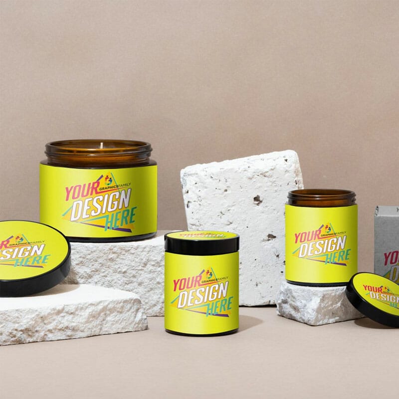 Free Set Of Jar With Box Packaging Design Mockup PSD