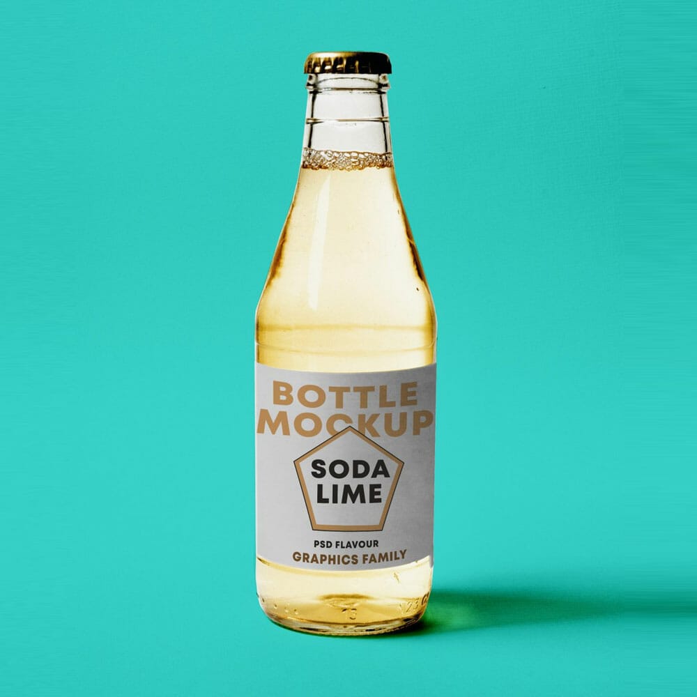 Free Soda Bottle Label Design Mockup PSD