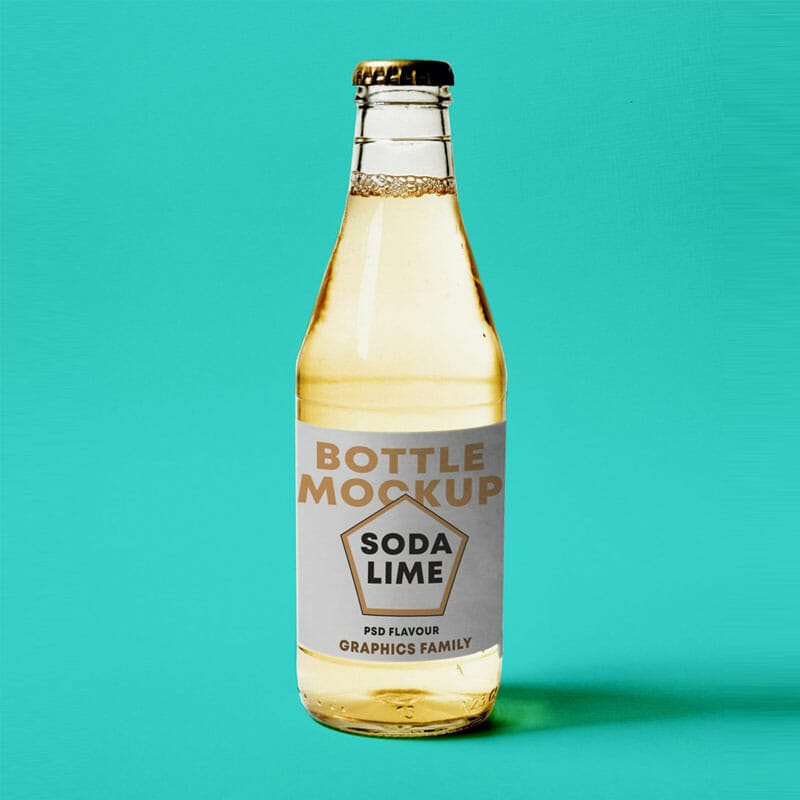 Free Soda Bottle Label Design Mockup PSD