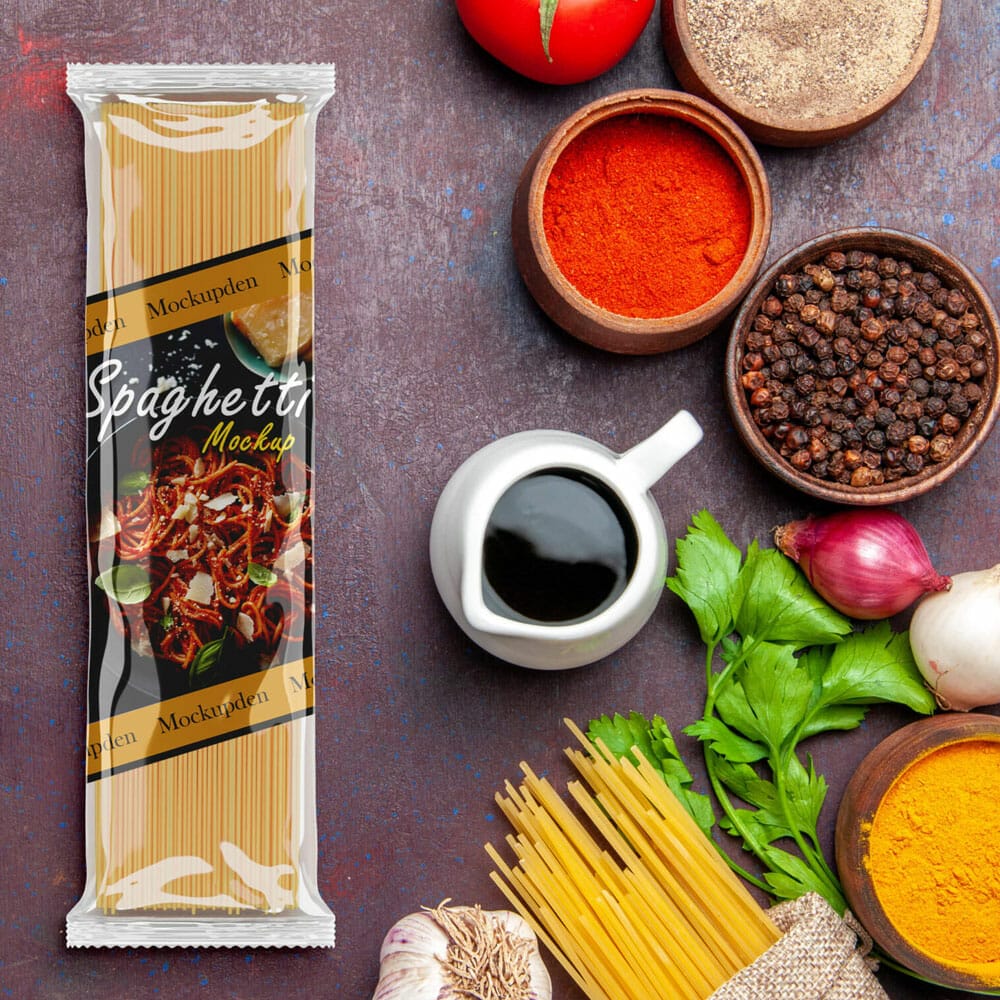 Free Spaghetti Packaging Mockup PSD Template
