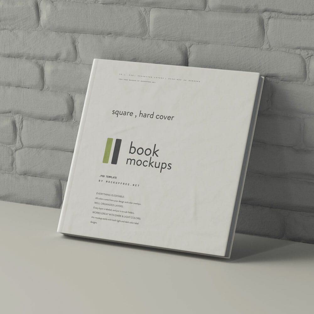 Free Square Hard Cover Book Mockup PSD