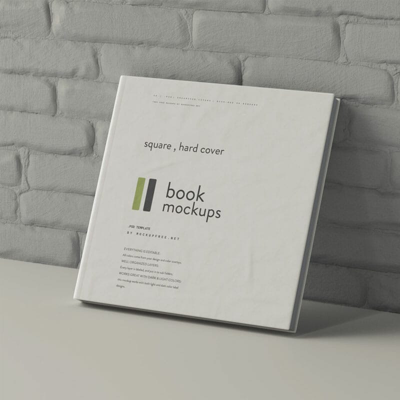 Free Square Hard Cover Book Mockup PSD