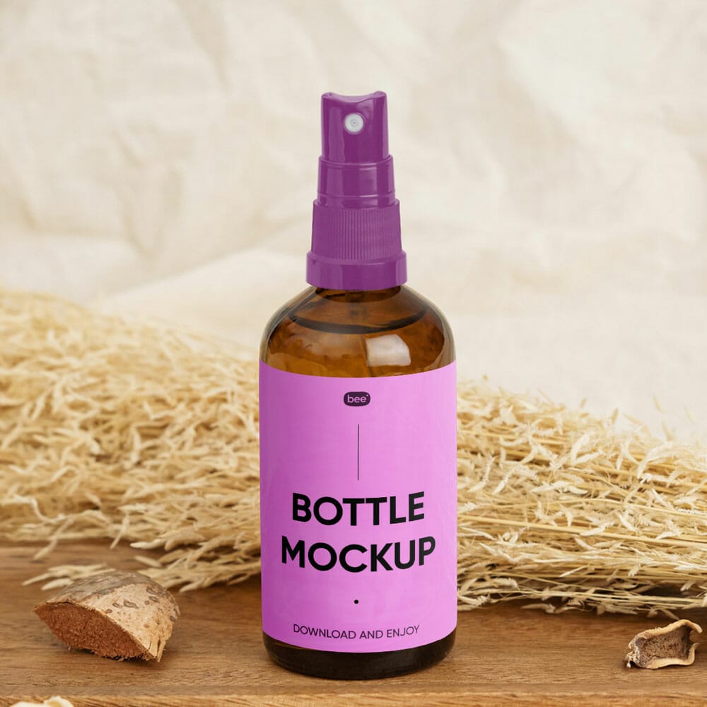 Free Standing Small Spray Bottle Mockup PSD